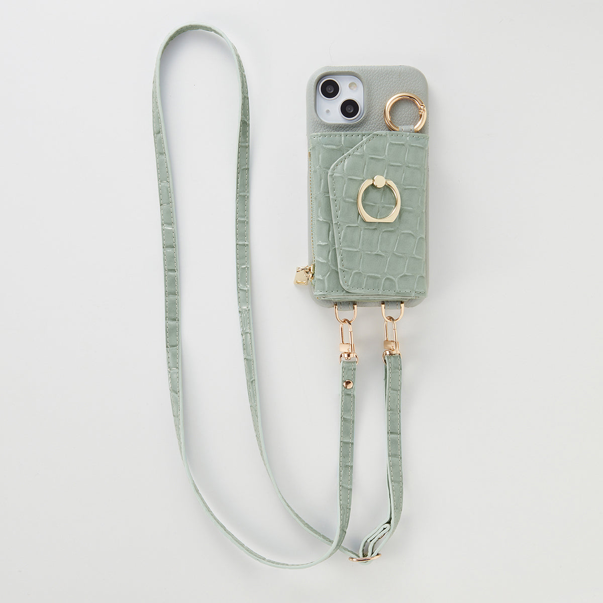 【WALLET SLAYLER】WALLET＆STRAP-RING CROCCO SKIN-PASTELGREEN