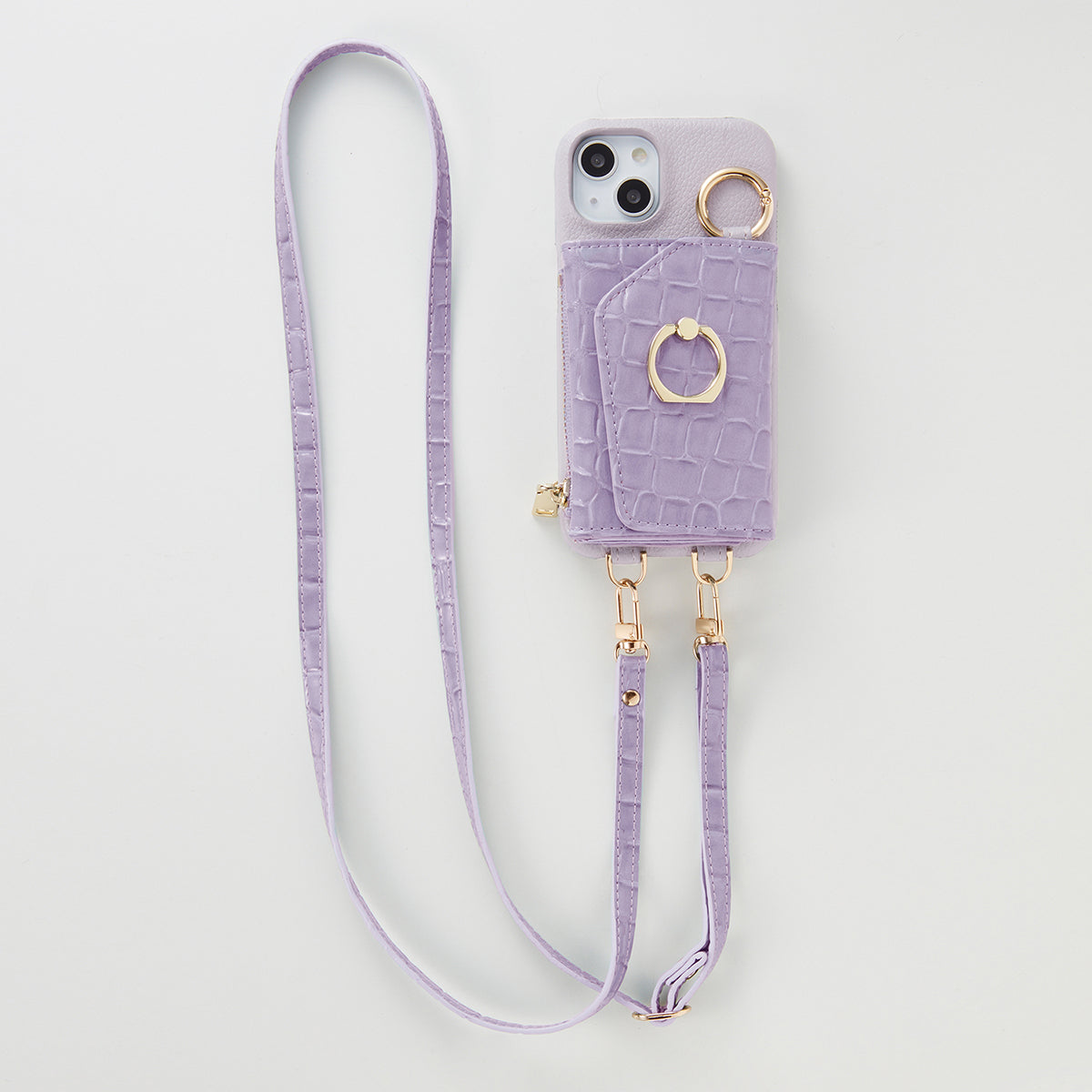 【WALLET SLAYLER】WALLET＆STRAP-RING CROCCO SKIN-PASTELPURPLE