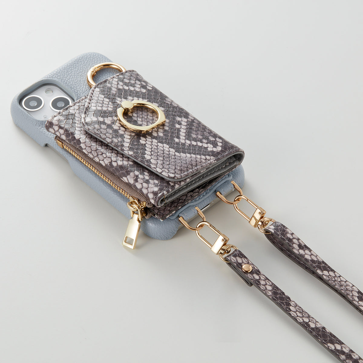 【WALLET SLAYLER】 RING SNAKE SKIN-GRAY