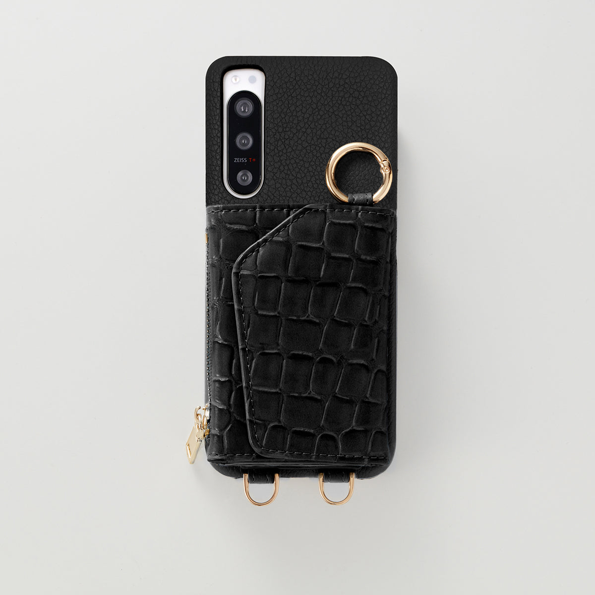 【WALLET SLAYLER】BASIC CROCCO SKIN-BLACK Xperia